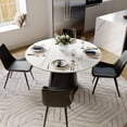 thumbnail image 6 of POVISON 51"Modern Round White Dining Table for 4, Glossy Sintered Stone Tabletop, Solid Black Carbon Steel Base, 6 of 9