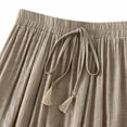 thumbnail image 5 of Annhoo Cotton Linen Skirts for Women Casual Drawstring Elastic Waisted Layered Skirt Loose Solid Vacation Skirt, 5 of 5
