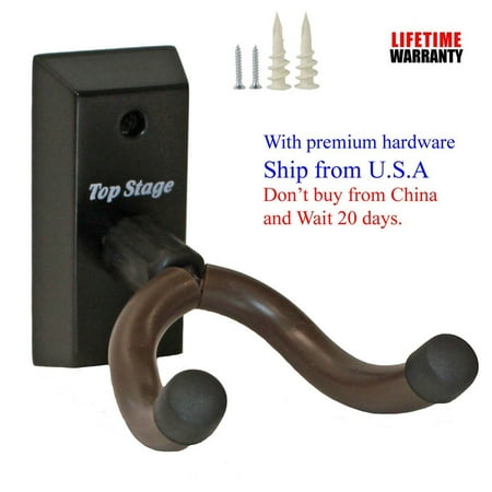 Top Stage Hardwood Home & Studio Guitar Hanger Wall Stand, JX18-BLA, Great for Bass, Acoustic, Electric, Ukelele, or Banjo guitars. Total.., By DisplayGifts Ship from US