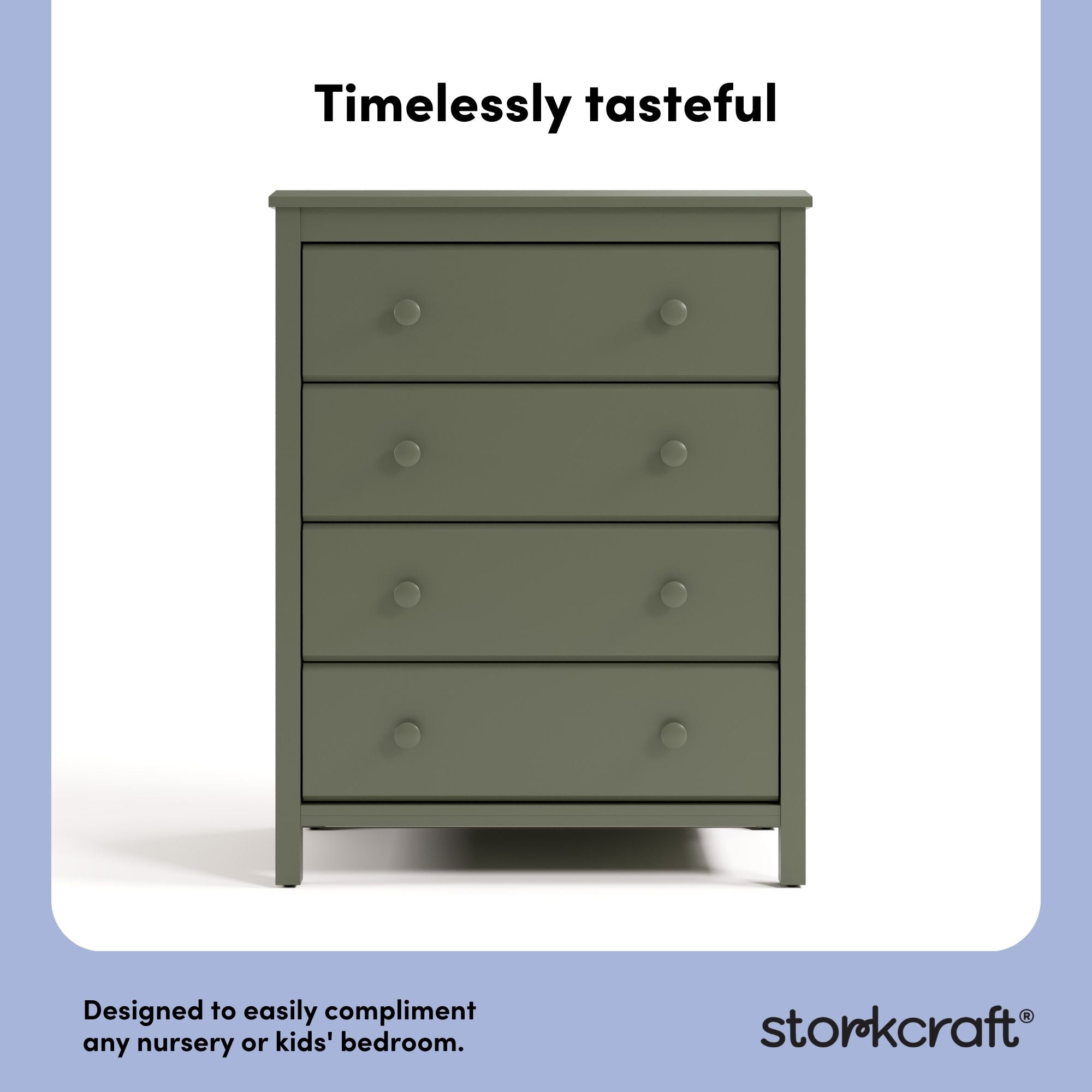 Storkcraft Alpine 4 Drawer Nursery Dresser, Olive
