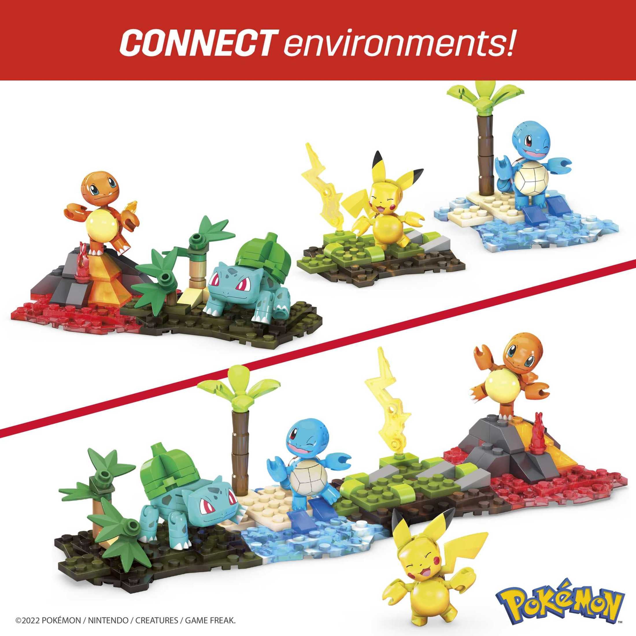 MEGA Pokemon Building Set Kanto Region Team: Pikachu, Squirtle, Charmander & Bulbasaur (130 Pieces), for Ages 8 and up