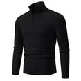 thumbnail image 2 of UVEASISHA Men's Quarter Zip Sweaters Slim Fit Stretch Long Sleeve Polos Sweater Casual Stand Neck Pullover Solid Lightweight Basic Tee Prime Sales Today,Black,3XL, 2 of 9