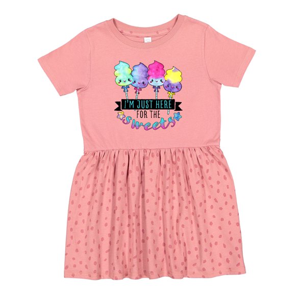 Inktastic I'm Just Here for the Sweets with Spun Sugar Candy Girls Toddler Dress