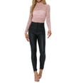 thumbnail image 3 of INSPIRE CHIC Outfit Women's See Through Top Long Sleeve Turtleneck Sheer Floral Lace Blouse L Dusty Pink, 3 of 7