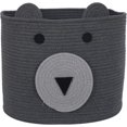 thumbnail image 1 of Cotton Rope Storage Basket with Cute Bear Design, Toy Storage Bin with Handles, Woven Laundry Hamper, Baby Nursery Organizer for Toys, Blanket, Clothe, 1 of 3
