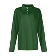 thumbnail image 3 of Mohiass Long Sleeve Polo Shirts for Women 2024 Winter Fall Tops Button V Neck Business Casual Collared Shirts Dressy Blouses Dark Green XL, 3 of 5