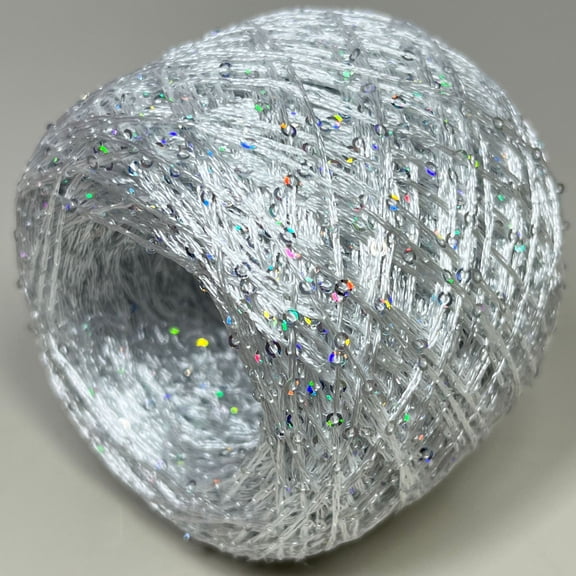 suxuMhao Sequin Yarn, Bright Silk Yarn White yarn, Metallic Yarn Paillette Yarn for Crochet & Knit, 1.76oz/50g per Roll, DIY Craft Sparkle Yarn, Perfect for Handmade Crafts