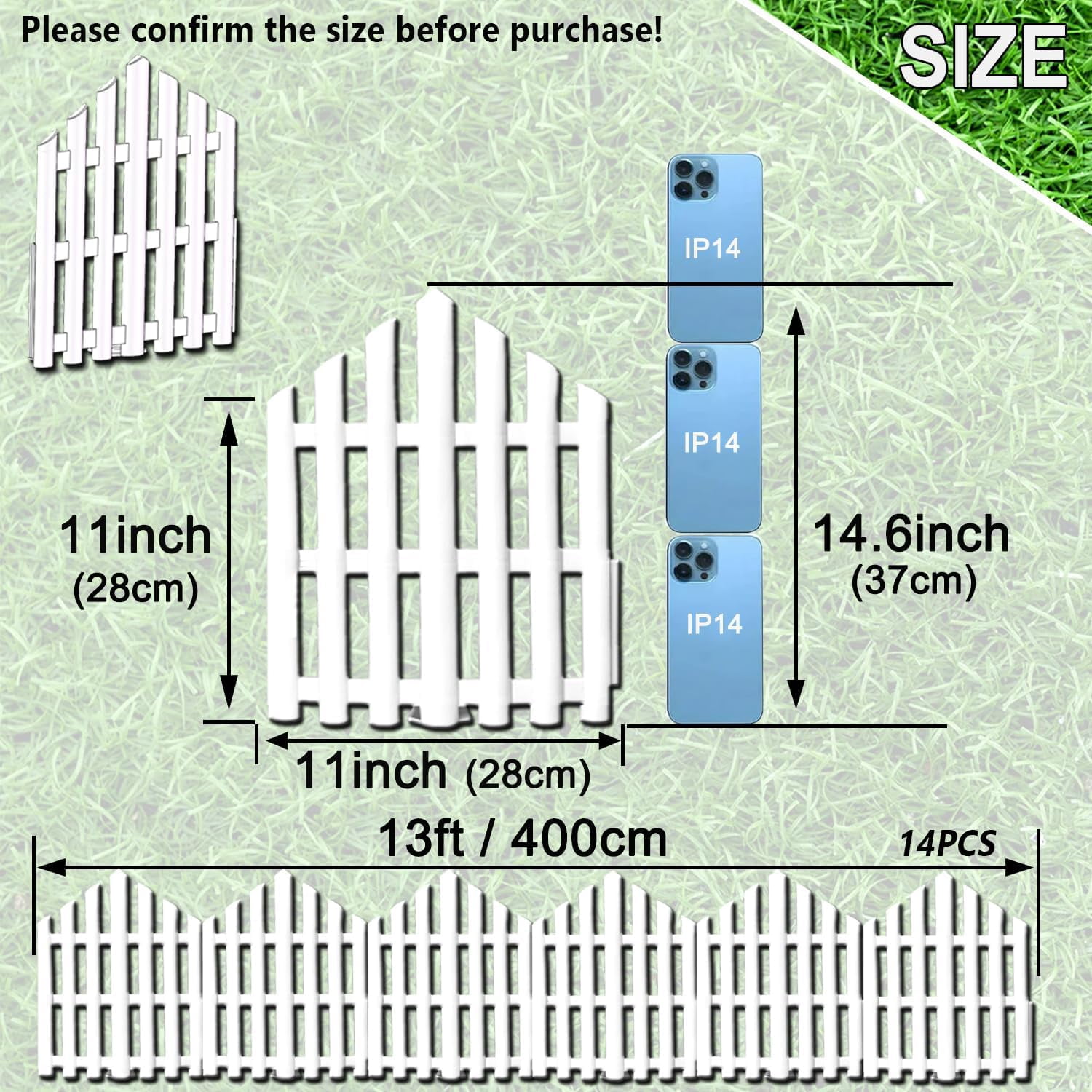 No- Garden Edging Border 13FT Landscape Edging 14.6 Inch Tall for Flower Bed Fence