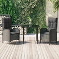 thumbnail image 1 of vidaXL 3 Piece Garden Dining Set with Cushions Black Poly Rattan, 1 of 5