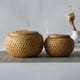 thumbnail image 3 of Juego de 2 pequeñas cestas decorativas de bambú con tapa para guardar objetos pequeños Caja de almacenamiento de bambú trenzada y hecha a mano, 3 of 8