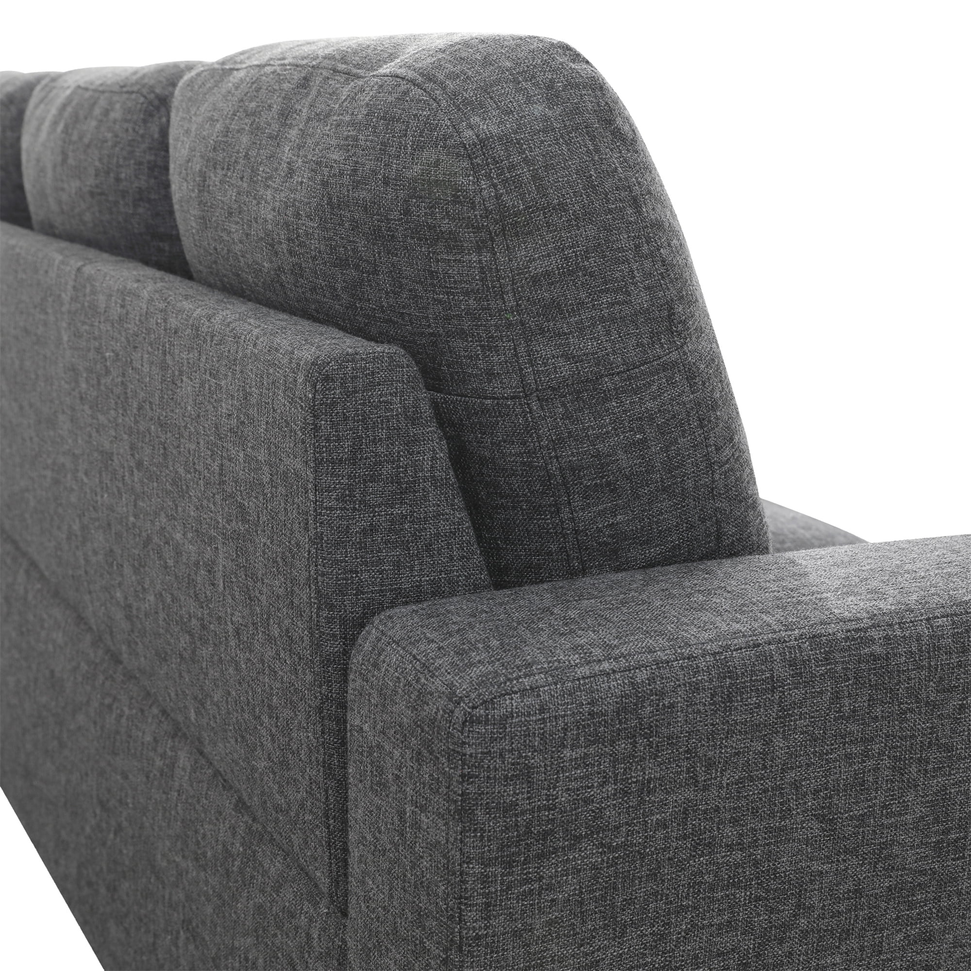 Aukfa 103" Sectional Sofa with Storage Ottoman, L Shape Couch for Living Room, Right Facing Chaise, Linen, Dark Gray