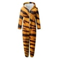 thumbnail image 5 of Unisex Adult Leopard Onesie Hoody Pajamas Zipper Up Long Sleeve Plush Jumpsuit, 5 of 6
