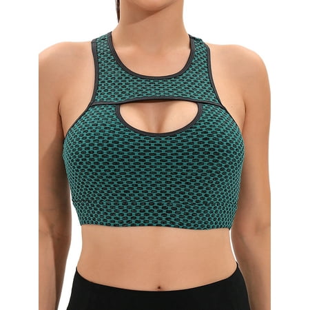 

YouLoveIt Women s Sports Bra Racerback Hollow Out Running Bra Push Up Wirefree Yoga Bras Gym Workout Yoga Bra Top Sports Bra with Removable Padded Cups