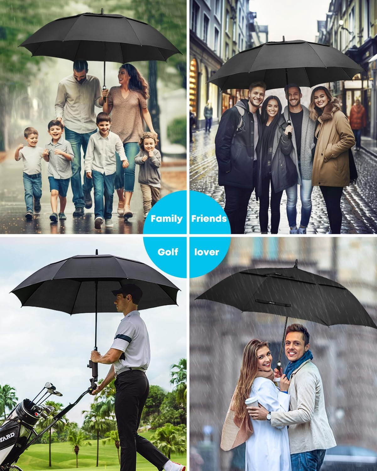 Gonex 72 Inch Automatic Open Golf Umbrella, Extra Large Vented Stick Umbrellas with Windproof Double Canopy