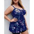 thumbnail image 2 of Traje de baño de dos piezas Traje de baño dividido con estampado floral de moda Traje de baño para mujer para piscina Fiesta en la playa Flor azul oscuro XXL, 2 of 6