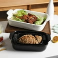 thumbnail image 3 of SWEEJAR Porcelain Bakeware Set for Cooking, Ceramic Rectangular Baking Dish Lasagna Pans for Daily Use, Set of 3,White, 3 of 6