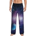 thumbnail image 2 of Picia Planets Stars And Galaxies1 Mens Soft Woven Cotton Elastic Waistband Sleep Pajama Pant Lounge Sleep Pant With Pockets And Drawstring-Large, 2 of 9