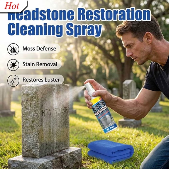 Tryvkinvive Headstone Restoration Cleaning Spray,Stone Moss Stain Remover,Granite Marble Tombstone Cleaner,Outdoor Stone Surface Luster Renewal Spray