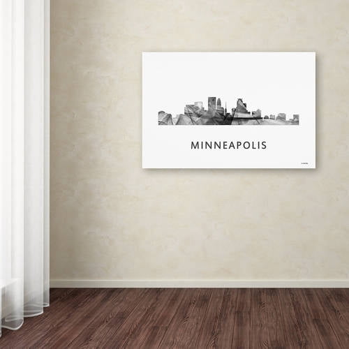 Trademark Fine Art 'Minneapolis Minnesota Skyline WB-BW' Canvas Art by Marlene Watson