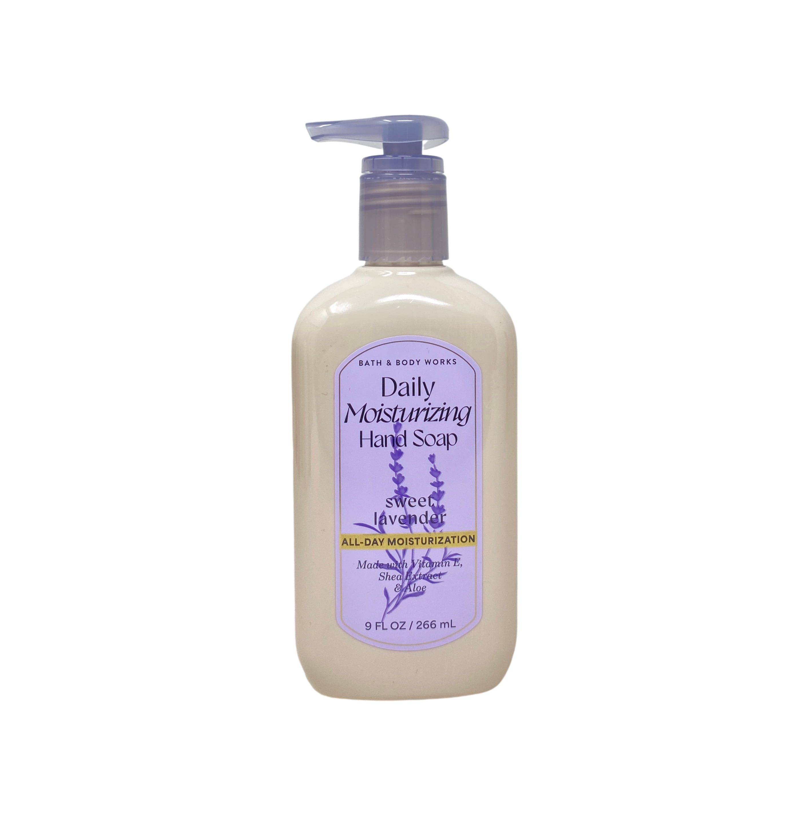 Bath & Body Works Sweet Lavender 3 Daily Moisturizing Hand Soaps with a Peach Gardenia Mini Soap