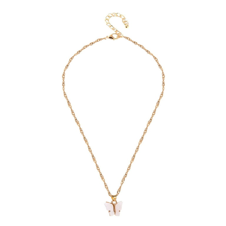 Clearance Jewelry Under 5 VerPetridure Sweet Butterfly Necklace Acrylic Color Clavicle Chain Necklace