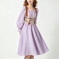 thumbnail image 6 of Girls Renaissance Corset Dress Puff Sleeve Peasant Medieval Dresses Ruffle Cute Elegant Party Outfits Purple, Size 10 Y, 6 of 7