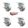 thumbnail image 2 of 3 Inch Semi Steel Cast Iron Wheel Swivel Top Plate Caster Set with Brake SCC, 2 of 2