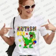 thumbnail image 4 of Camiseta de autismo Rex, camisetas del mes de concientización sobre el autismo, camisetas de dinosaurios, camisetas de manga corta rosa para mujer, camisetas unisex Y2k, ropa para mujer, 4 of 5