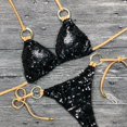 thumbnail image 2 of Bikini unicolor, bañador Sexy con cuello Halter, traje de baño para mujer, conjunto de Bikini con lentejuelas ostentosas, ropa de playa, Monokini con purpurina, 2 of 5