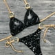 thumbnail image 2 of Bikini unicolor, bañador Sexy con cuello Halter, traje de baño para mujer, conjunto de Bikini con lentejuelas ostentosas, ropa de playa, Monokini con purpurina, 2 of 5