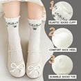 thumbnail image 3 of Girls Cotton Thin Mesh Crew Socks, Kids Floral Flower Cute Summer Socks, 5 Pairs, 3~12Years, 3 of 7