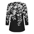thumbnail image 5 of HOMBOM Henley V Neck Shirts for Women Spring Blouse Floral Black 3/4 Sleeve Short Sleeve Ladies Tops Lightweight, 5 of 6