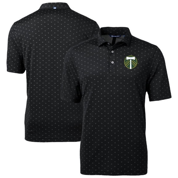 Men's-Cutter & Buck  Black Portland Timbers Big & Tall Virtue Eco Pique Tile Print Recycled Polo
