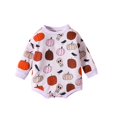 thumbnail image 2 of Luxalzxs Long Sleeve Onesies for Baby Boy Girl Newborn Infant Toddler Cute Pumpkin Sweatshirt Romper Bodysuit Halloween Outfit Onesies 3-6 Months, 2 of 5