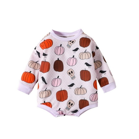 

Edvintorg Baby Halloween Costumes Fall Winter Clearance Infant Baby Girl Boy Halloween Outfit Cute Pumpkin Sweatshirt Romper Sweater Cotton Clothes 0-18 Months Toddler Onesie