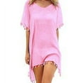 thumbnail image 3 of Babibeauty Women Beachwear Cover up Tassel Chiffon Dress Swimwear Sun-proof Tassel Chiffon Top, Pink, 3 of 4