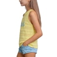 thumbnail image 4 of Girls Sleeveless Tank Top Summer LOVE Graphic Tee for Kids Youth Open Knit Casual Tops Crewneck Yellow Blouse Breathable Beach Wear,Size 2-3T, 4 of 4