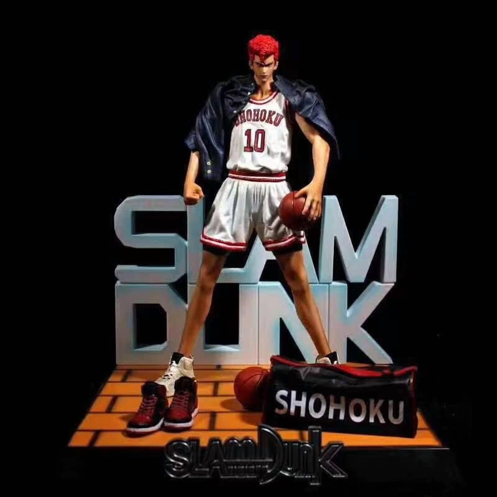 Hanamichi Figure Standing Basketball Sakuragi Hanamichi Figures 34cm/13.4inch Anime Character Decor Statue Model Desktop Ornament Gifts (White)