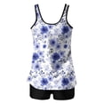 thumbnail image 4 of Tankini Swimsuits for Women Built-in Bra V Neck Floral Print 2 Piece Bathing Suits with Boyshorts Tummy Control Modest Swimwear Flowy Top, 4 of 4