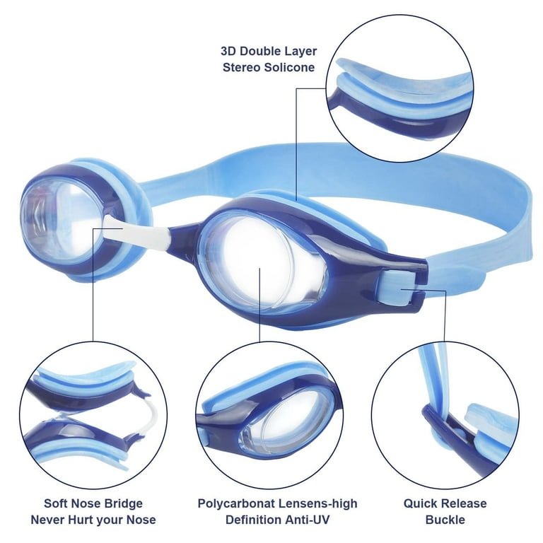 WOVTE Kids Goggles Swimming Goggles for Kids Boys Girls Children Teens Swim Goggle blue