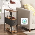 thumbnail image 5 of Set of 2 Small Narrow End Table, Side Table, Nightstand with Cloth Drawer, Couch Table, for Living Room, Bedroom, Bedside, Brown and Black, 5 of 18