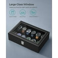 thumbnail image 4 of 12-Slot Watch Box, 2 Layers Lockable Watch Case with Glass Lid with 1 Drawer, Black and Black, 4 of 6
