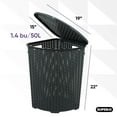 thumbnail image 2 of Superio 50L Wicker Plastic Corner Laundry Hamper with Lid - Grey (2 Pack), 2 of 9