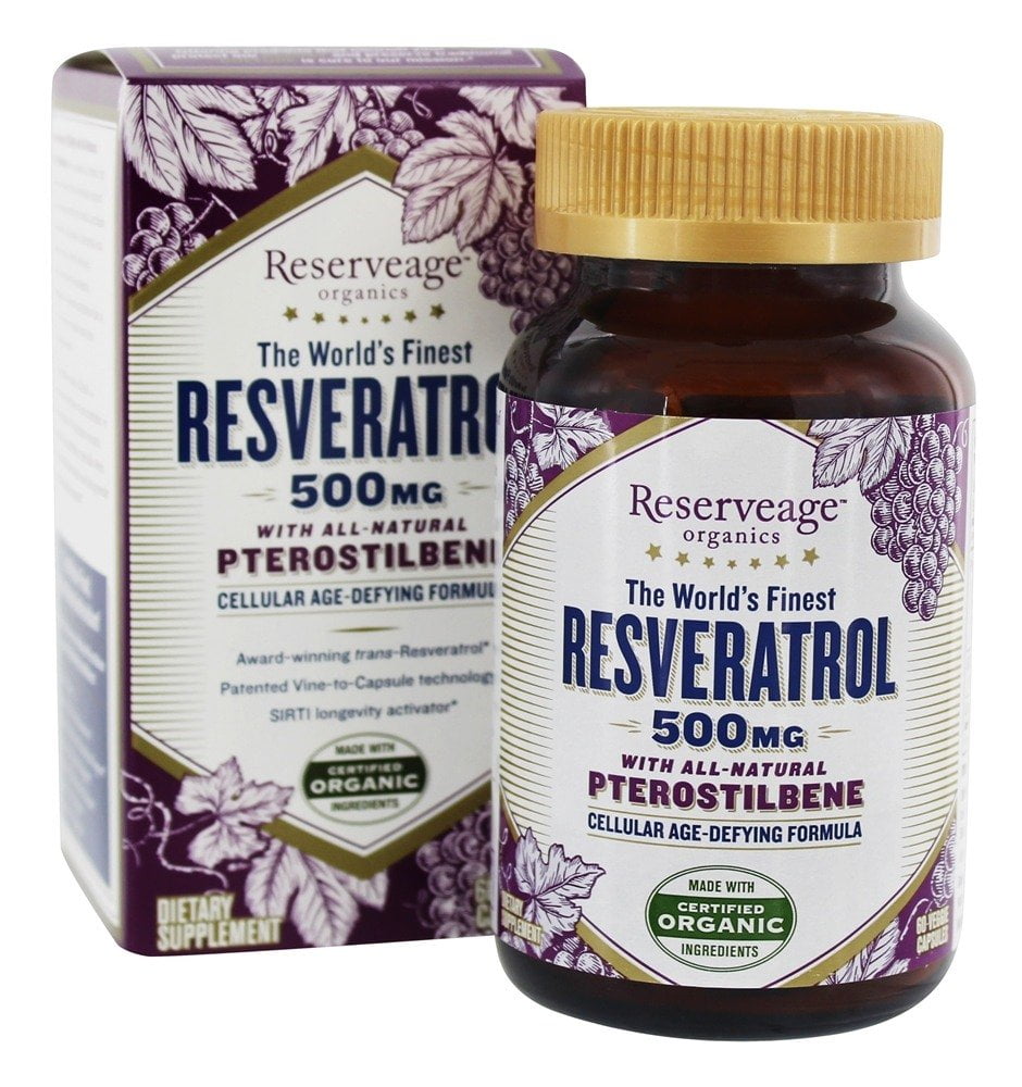 Reserveage Nutrition Resveratrol with Pterostilbene 500 mg. 60