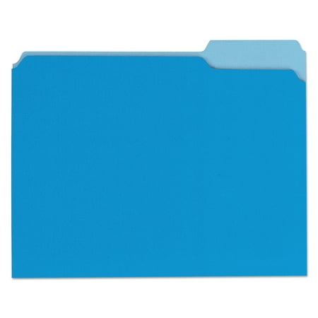 Cut File Folder Letter - File Folders, 1/3 Cut One-Ply Top Tab, Letter, Blue/Light Blue, 100/Box -UNV10501