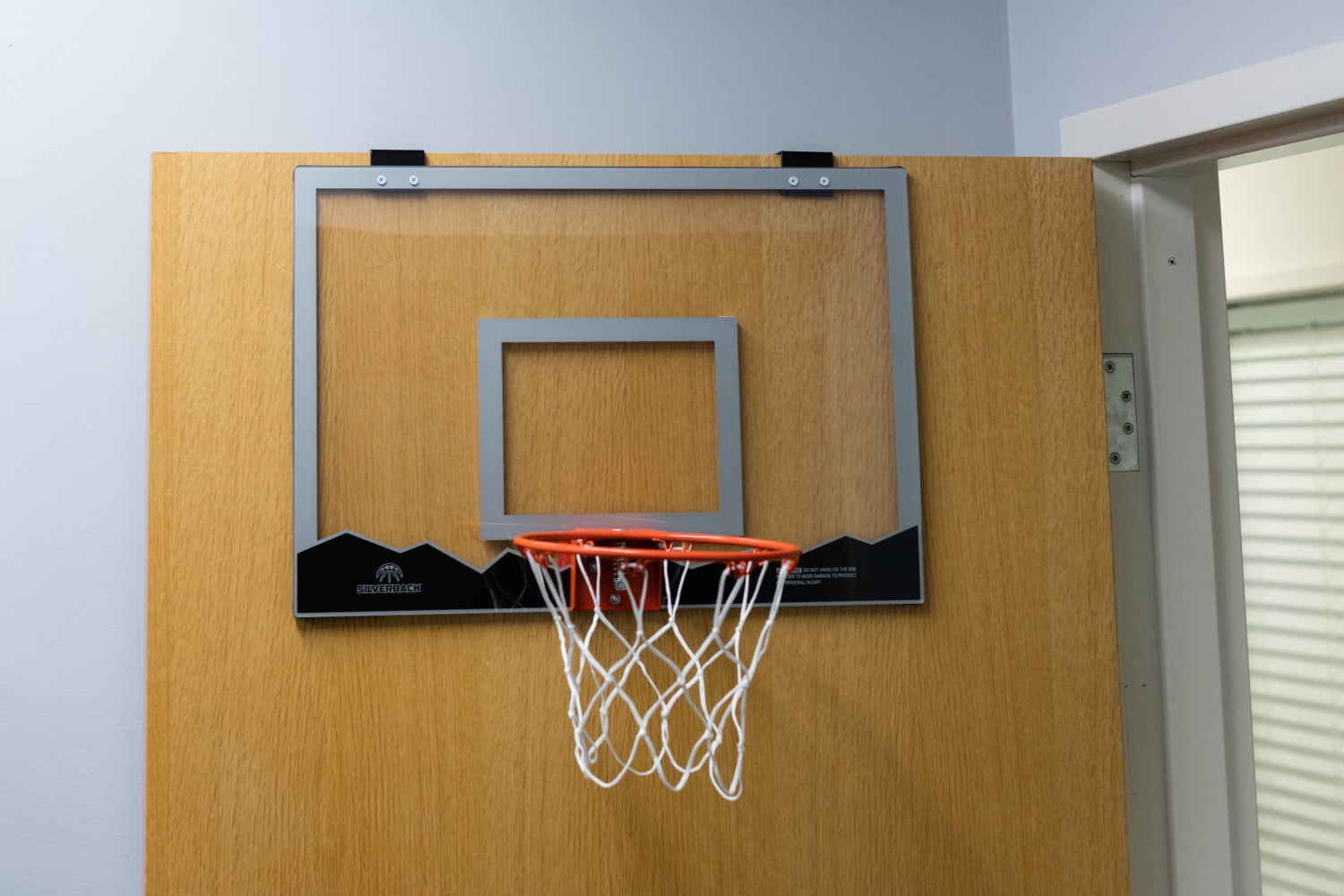 Gray Leather Backboard Mini Basketball Hoop With Door Hooks 