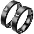 thumbnail image 1 of 1 par de anillos de compromiso con sol y luna, anillos de boda, regalo de joyería para novio y novia, 1 of 6