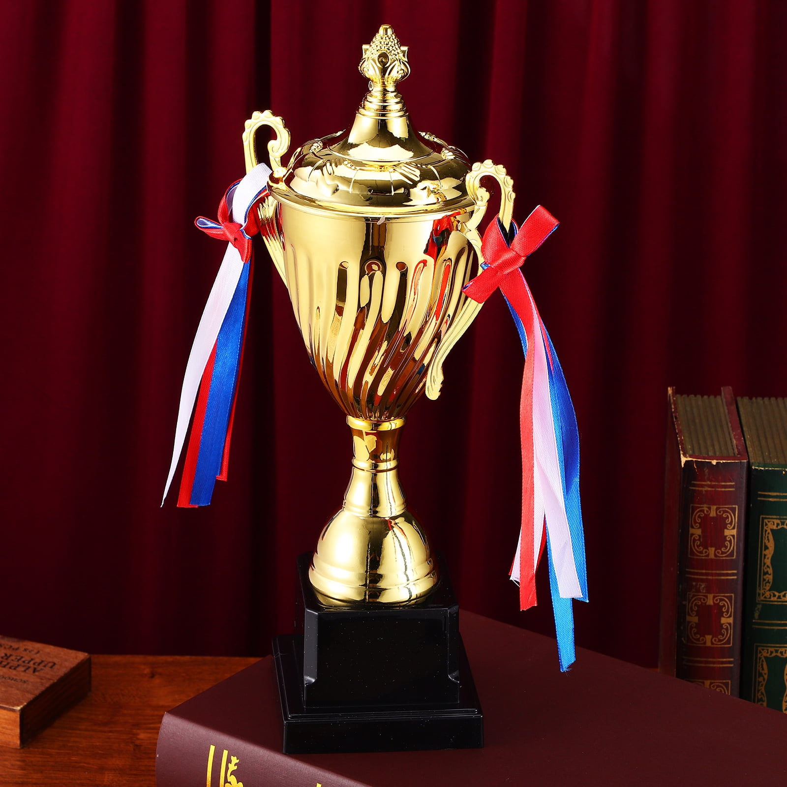 Clispeed Large Metal Trophy Cup with Detailed Carving Design for Sports Awards, Competitions, and Achievement Recognition