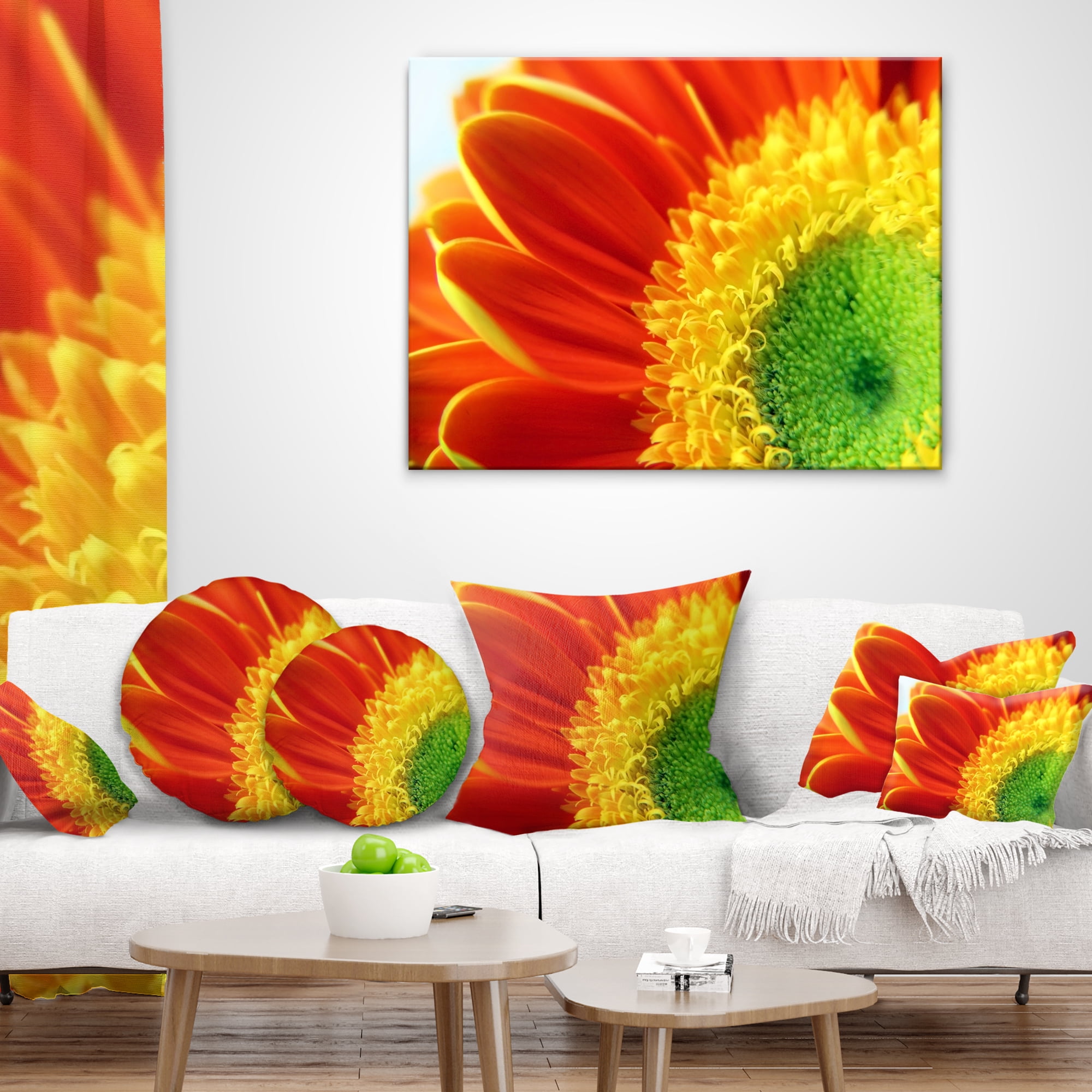 Designart Gerber Daisy Flower Petals - Floral Throw Pillow - 16x16