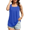 thumbnail image 5 of Fantaslook Tank Tops for Women Pleated Square Neck Sleeveless Summer Tops Curved Hem Flowy Shirts, 5 of 10